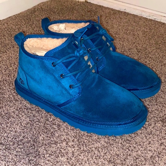 UGG Mens Neumel Blue Suede Lace Up Boots Size 12 - Picture 1 of 10